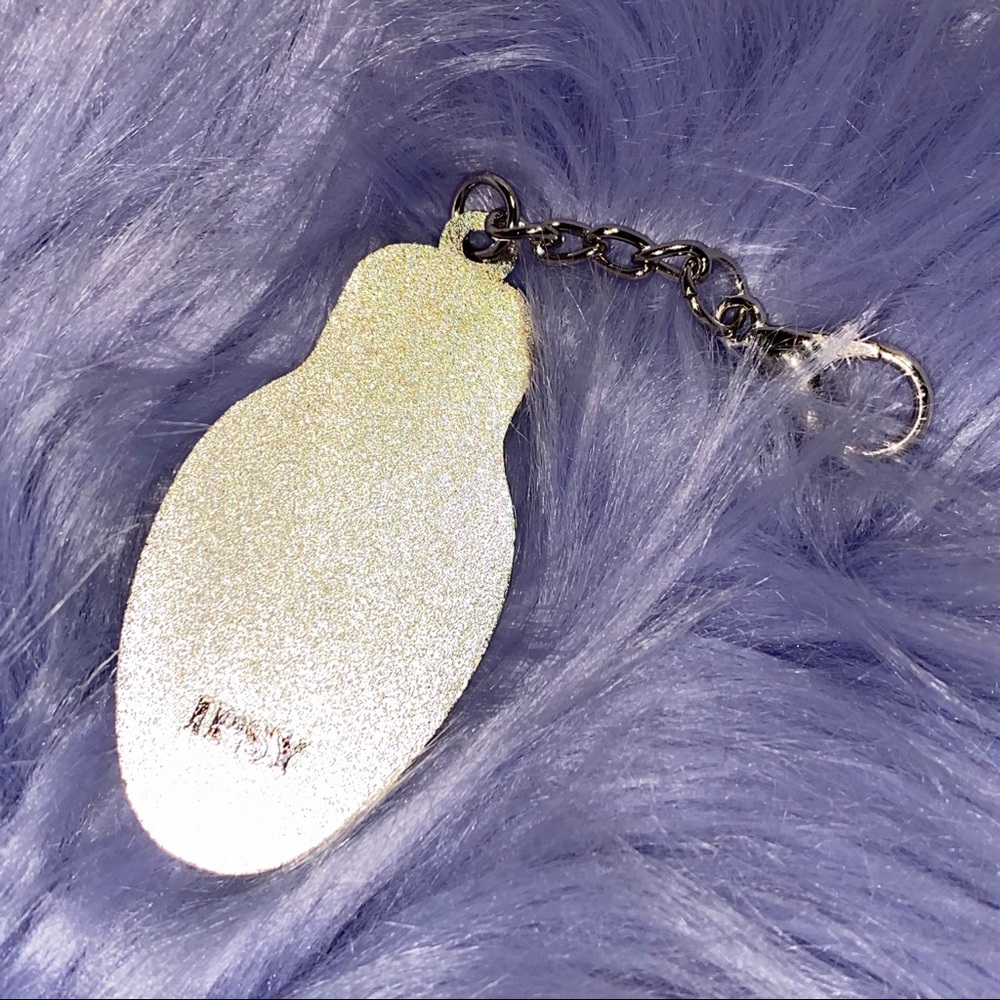 Hot Pink Glitter Christmas Light Keychain - Picture 4 of 4